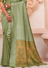 Load image into Gallery viewer, Pear Green Woven Designer Silk Saree