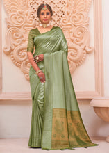 Load image into Gallery viewer, Pear Green Woven Designer Silk Saree