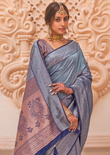 Load image into Gallery viewer, Cornflower Blue Woven Designer Silk Saree