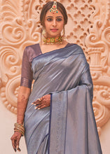 Load image into Gallery viewer, Cornflower Blue Woven Designer Silk Saree