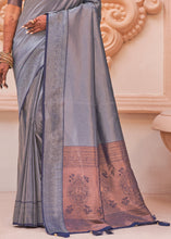 Load image into Gallery viewer, Cornflower Blue Woven Designer Silk Saree
