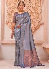 Load image into Gallery viewer, Cornflower Blue Woven Designer Silk Saree