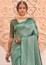 Load image into Gallery viewer, Paris Green Woven Designer Silk Saree