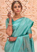 Load image into Gallery viewer, Blue Green Woven Designer Silk Saree