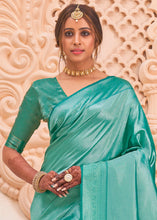 Load image into Gallery viewer, Blue Green Woven Designer Silk Saree