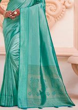 Load image into Gallery viewer, Blue Green Woven Designer Silk Saree
