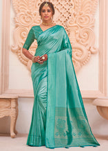 Load image into Gallery viewer, Blue Green Woven Designer Silk Saree