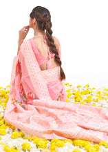 Load image into Gallery viewer, Flamingo Pink Chikankari Silk Saree with Floral Digital Print