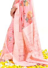Load image into Gallery viewer, Flamingo Pink Chikankari Silk Saree with Floral Digital Print