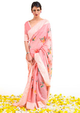 Load image into Gallery viewer, Flamingo Pink Chikankari Silk Saree with Floral Digital Print