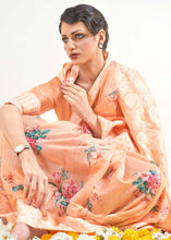 Load image into Gallery viewer, Light Coral Orange Chikankari Silk Saree with Floral Digital Print