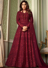 Load image into Gallery viewer, Barn Red Georgette Embroidered Anarkali Suit