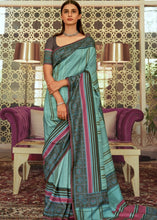 Load image into Gallery viewer, Blue &amp; Pink Designer Silk Saree