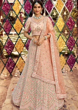 Load image into Gallery viewer, Pastel Peach Pink Crepe Lehenga Choli with Resham, Swarvoski, Zarkan &amp; Zari work