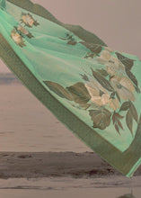 Load image into Gallery viewer, Mint Green Woven Linen Silk Saree with Floral Motif on Pallu and Border