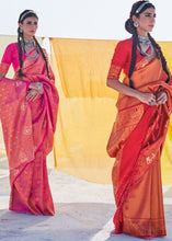 Laden Sie das Bild in den Galerie-Viewer, Salamander Orange Soft Silk Woven Kanjivaram Saree : Special Edition