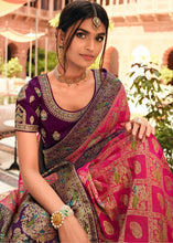 Load image into Gallery viewer, Magenta Pink Woven Banarasi Silk Saree with Embroidered Blouse