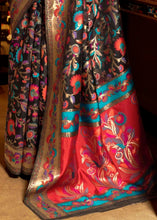 Load image into Gallery viewer, Pebble Black Banarasi Jamawar Woven Silk Saree : Top Pick