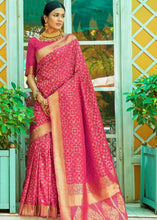 Load image into Gallery viewer, Ruby Pink Woven Banarasi Brocade Silk Saree