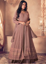 Load image into Gallery viewer, Grape Purple Georgette Front Slit Cut lehenga Suit with Embroidery work