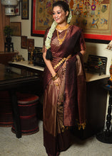 Load image into Gallery viewer, Coffee Brown Two Tone Zari Woven Banarasi Silk Saree