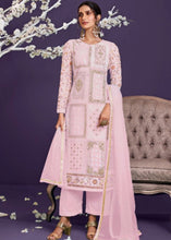 Carica l&#39;immagine nel visualizzatore Galleria,Baby Pink Georgette Salwar Suit with Thread, Zari &amp; Sequence work