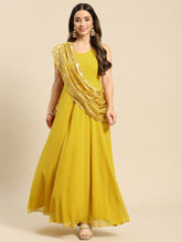 Carica l'immagine nel visualizzatore Galleria,Long flare dress with dupatta drape
