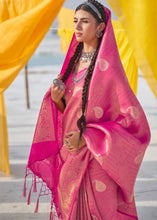 Carica l&#39;immagine nel visualizzatore Galleria,Fuscia Pink Soft Silk Woven Kanjivaram Saree : Special Edition