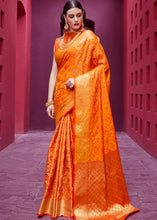 Cargar imagen en el visor de la galería, Papaya Orange Woven Patola Silk Saree