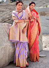 Load image into Gallery viewer, Punch Pink Woven Designer Silk Saree with Butti overall