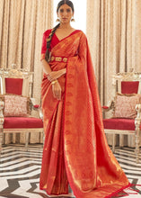 Load image into Gallery viewer, Vermilion Red Zari Woven Kanjivaram Silk Saree with Tassels on Pallu