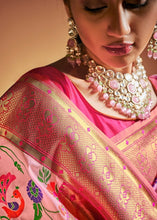 Load image into Gallery viewer, Taffy Pink Woven Banarasi Paithani Silk Saree