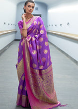 Cargar imagen en el visor de la galería, Royal Purple Woven Banarasi Silk Saree with overall Butti