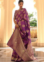 Load image into Gallery viewer, Irish Purple Woven Soft Kanjivaram Silk Saree with overall Butti work