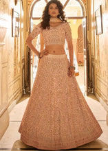 Load image into Gallery viewer, Peach Pink Crepe Lehenga Choli with Zari, Dori, Thread &amp; Zarkan work