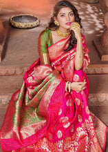 Carica l&#39;immagine nel visualizzatore Galleria,Magenta Zari Woven Soft Silk Saree with overall Butti work