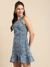 Load image into Gallery viewer, Printed Shift Dress with flare at the hem