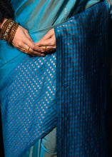 Load image into Gallery viewer, Vivid Cerulean Blue Two Tone Zari Woven Banarasi Silk Saree