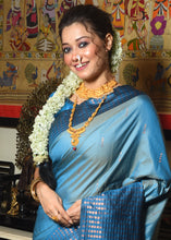 Load image into Gallery viewer, Vivid Cerulean Blue Two Tone Zari Woven Banarasi Silk Saree