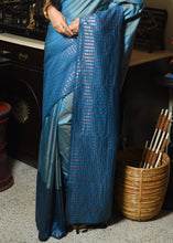 Load image into Gallery viewer, Vivid Cerulean Blue Two Tone Zari Woven Banarasi Silk Saree