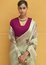 Load image into Gallery viewer, Chinoise Green Digital Print Tissue Silk Saree