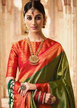 Load image into Gallery viewer, Sap Green Woven Kanjivaram Silk Saree
