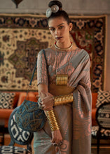 Load image into Gallery viewer, Seal Grey Copper Zari Handloom Weaving Silk Saree