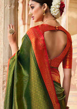 Load image into Gallery viewer, Sap Green Woven Kanjivaram Silk Saree
