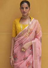Load image into Gallery viewer, French Pink Digital Print Tissue Silk Saree