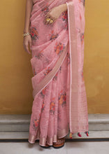 Load image into Gallery viewer, French Pink Digital Print Tissue Silk Saree