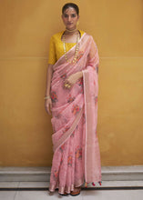Load image into Gallery viewer, French Pink Digital Print Tissue Silk Saree