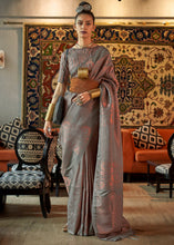 Load image into Gallery viewer, Seal Grey Copper Zari Handloom Weaving Silk Saree