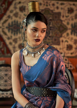 Load image into Gallery viewer, Royal Blue Copper Zari Handloom Weaving Silk Saree
