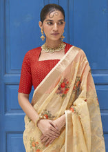 Load image into Gallery viewer, Light Brown Digital Print Tissue Silk Saree